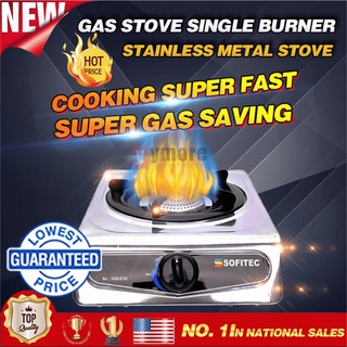 Ymore Single Burner Gas Stove Stainless Steel Automatic Ignition Silver One Burner