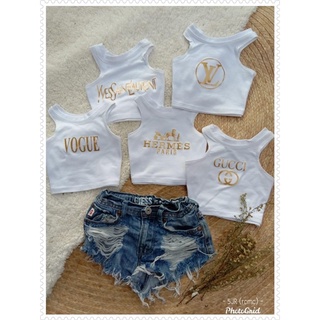 TRENDY KIDS OOTD WHITE CROP TOP - RANDOM PRINTS