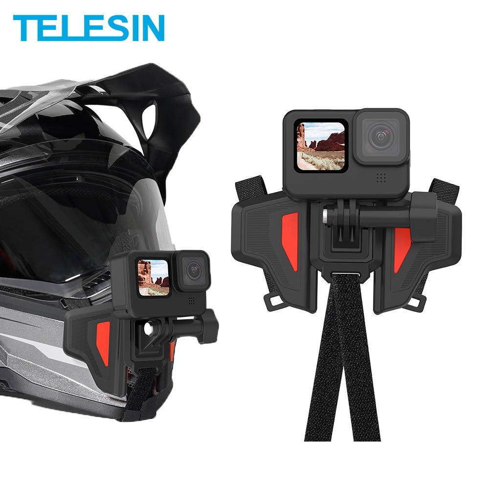TELESIN Motorcycle Helmet Mount Strap Flodable Front Chin Mount for GoPro Hero 9 8 7 6 5 DJI Osmo Action Insta360 Accessories | Shopee Philippines