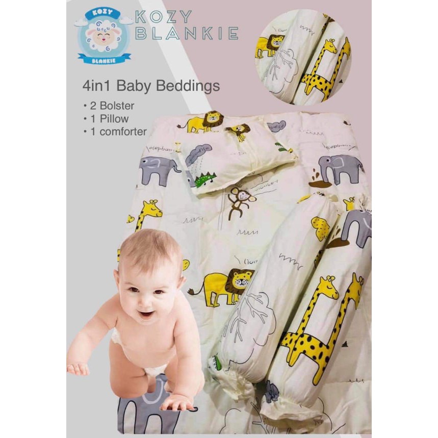 Baby Crib Mattress Comforter Set by KOZY (Printed Beige Animals