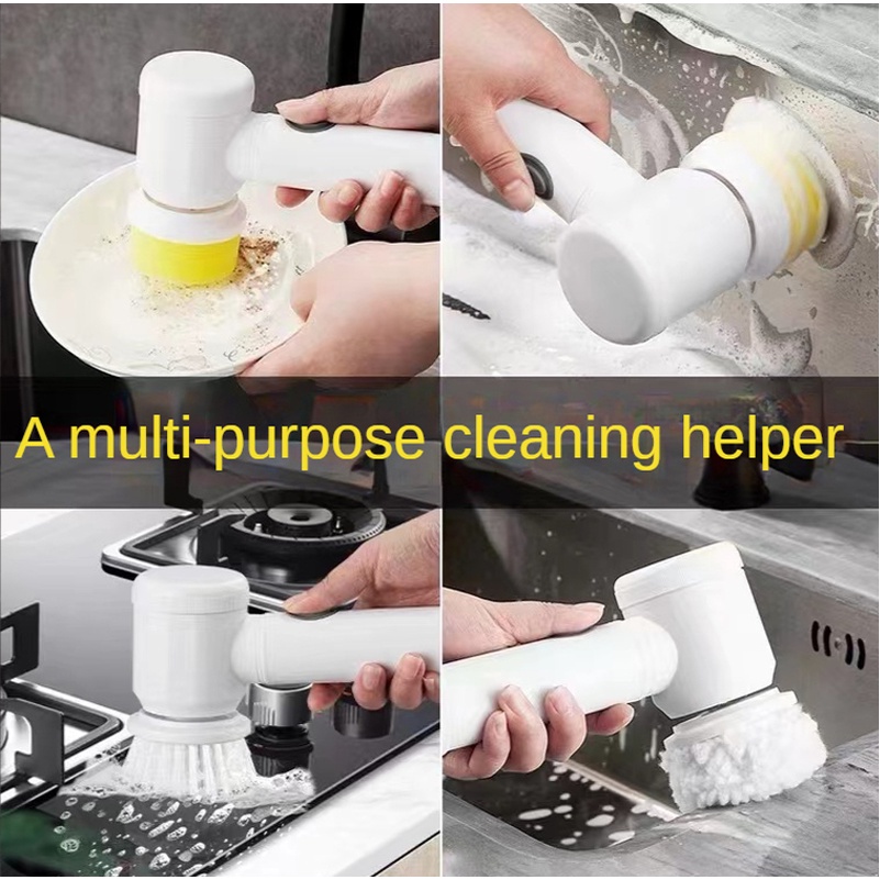 5 in1 Handheld Electric Brush Cleaning Brush Kitchen Bathroom Sink Cleaning Tool 3 Brush Head