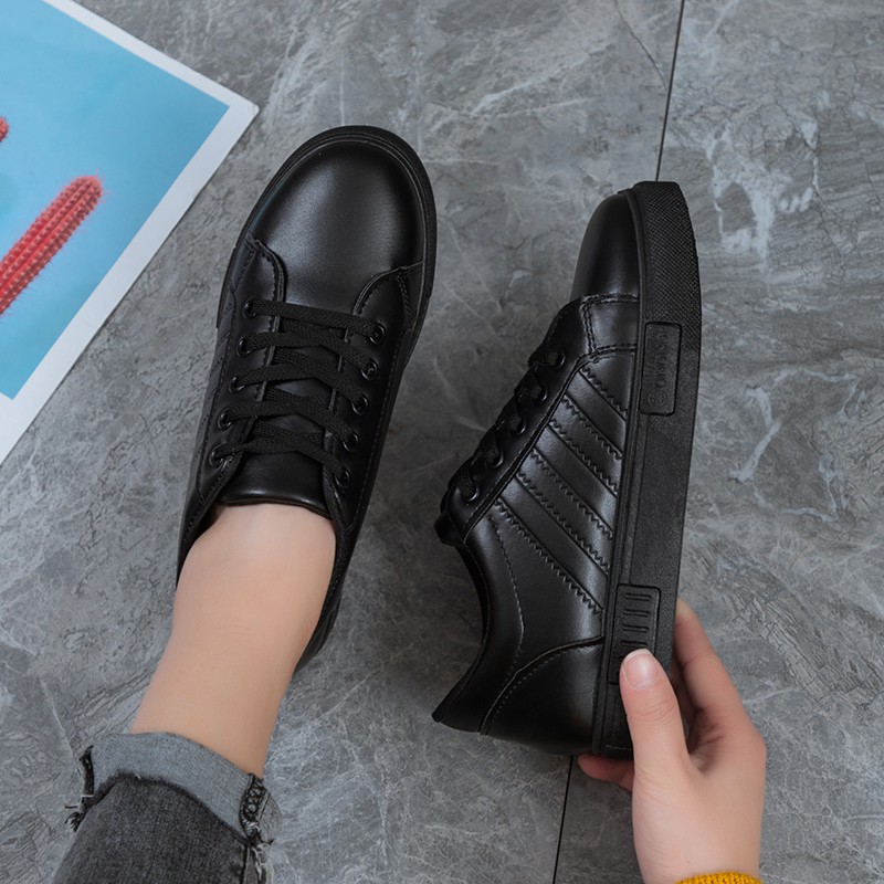 black leather casual shoes womens