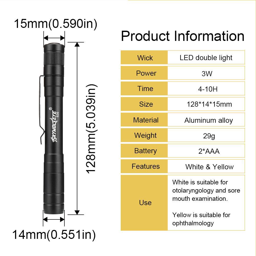 1PC Penlight Aluminum Medical Use Durable LED Pen Light For Shopee