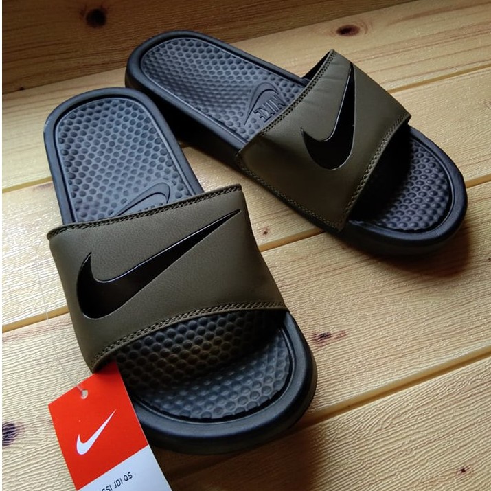 nike slippers army green