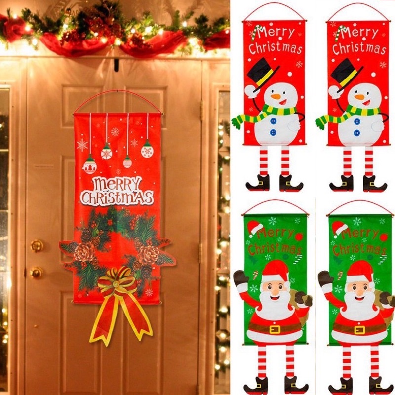 Christmas Hanging Flags Cloth Door Curtain Home Ornament Festival