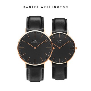 daniel wellington black leather watch