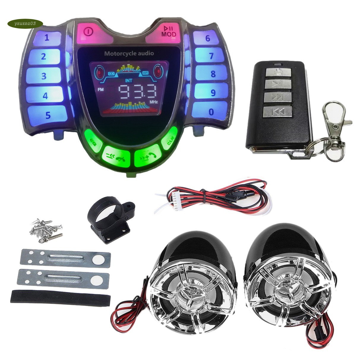 Motorcycle Stereo Speakers Wireless Bluetooth MP3 Player Waterproof FM Audio for Motor Scooter