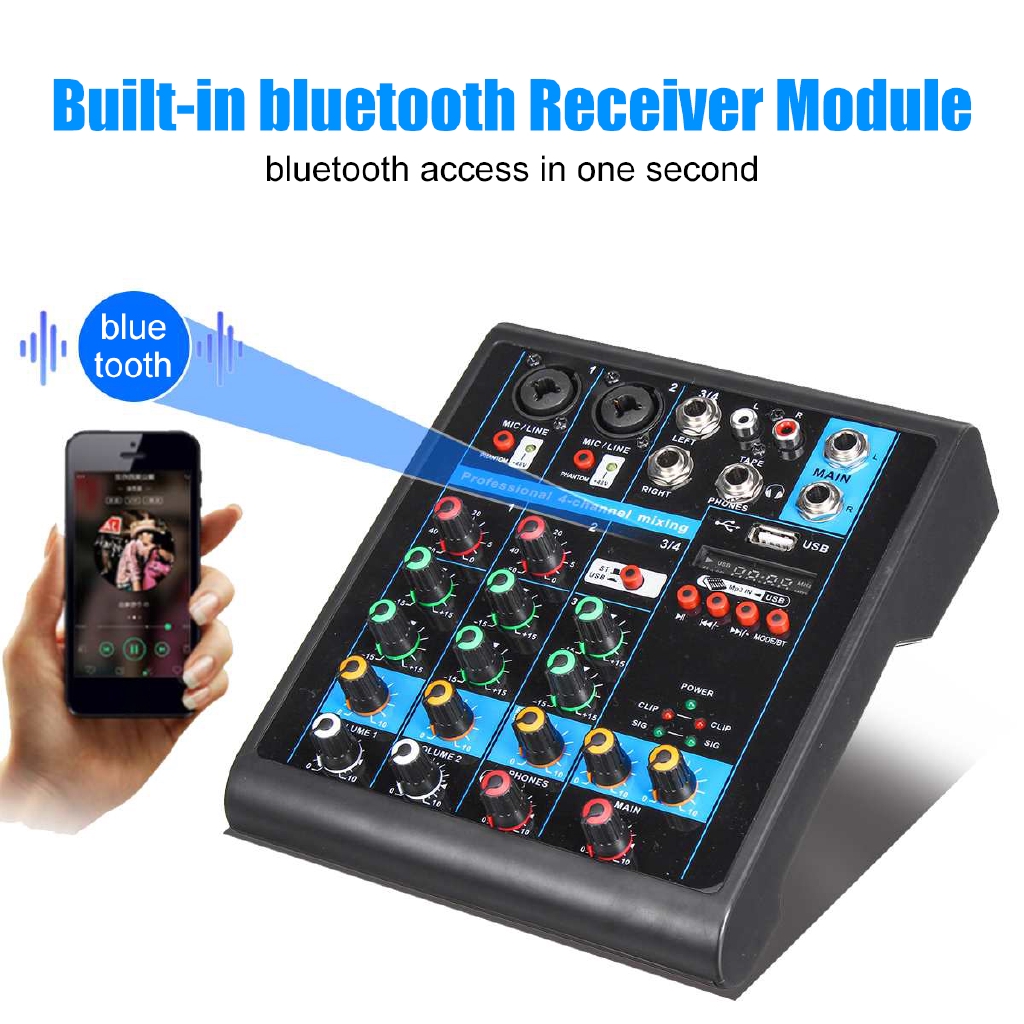 Mini 4 Channels Audio Mixer With Usb Bluetooth Dj Sound Mixing Console Mp3 Jack Karaoke Amplifier Shopee Philippines