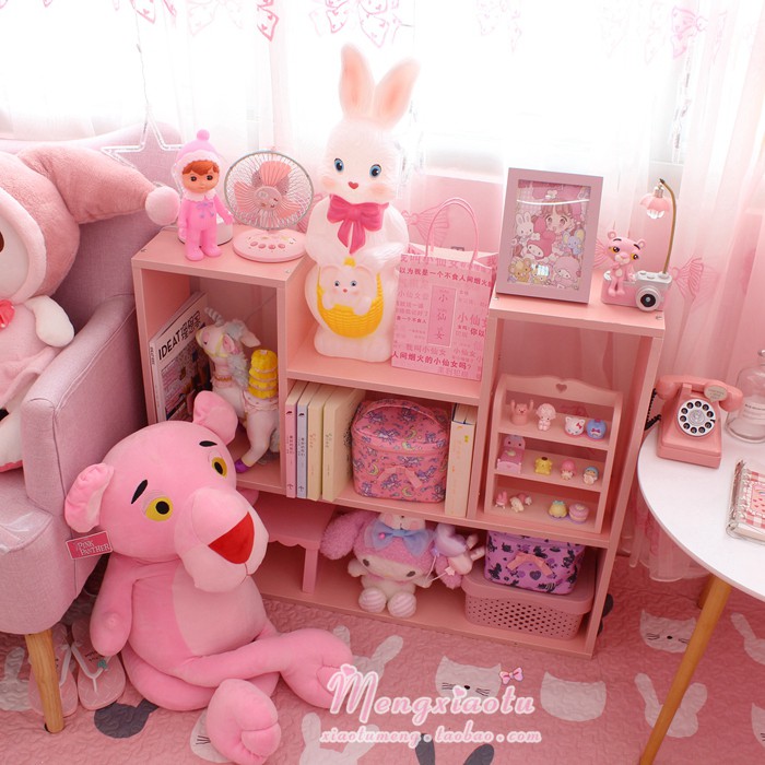 Little Fairy Pink Wall Hanging Rack Living Room Bookshelf Little