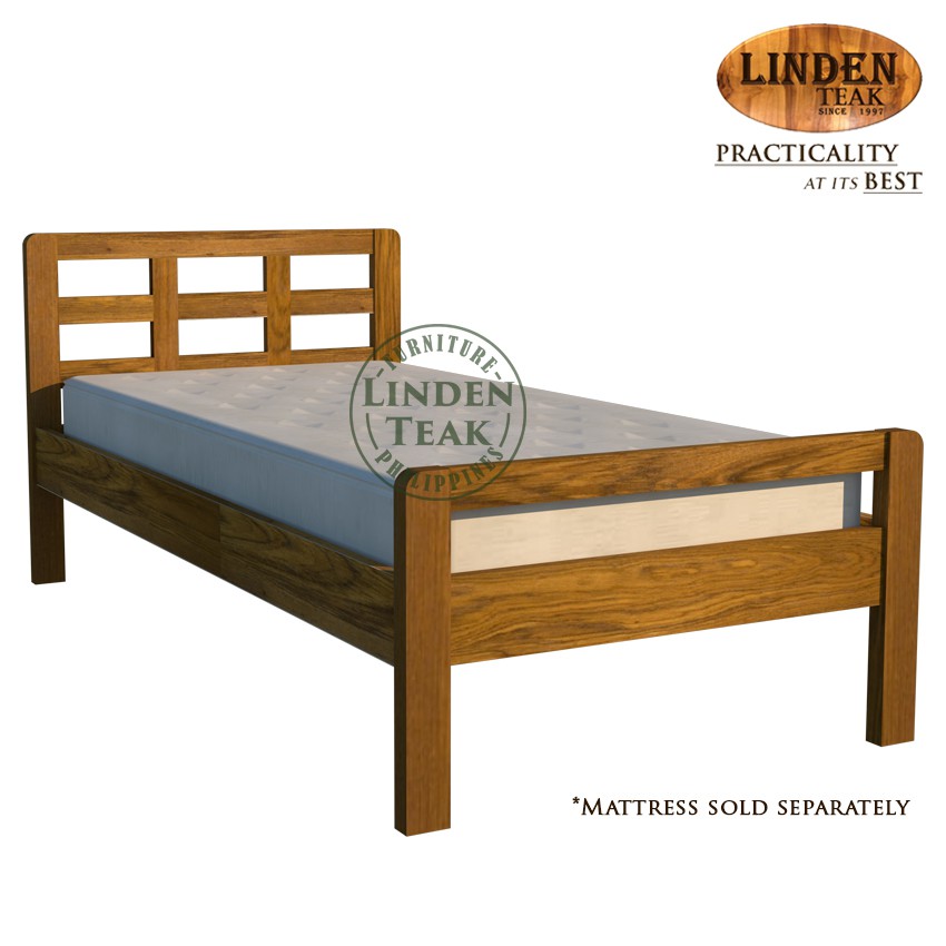 Handcrafted Solid Teak Wood Simple Bed, Wooden Single Bed Frame Philippines