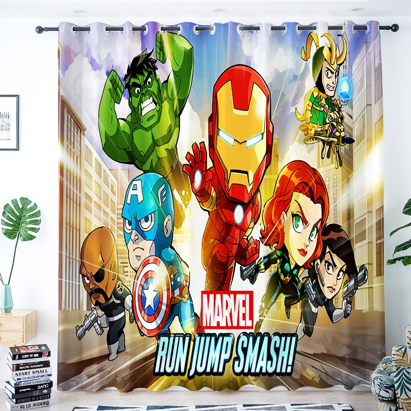 Yps Cartoon Marvel Superhero Spiderman Iron Man Kids Room Bedroom Blackout Curtains Shopee Philippines
