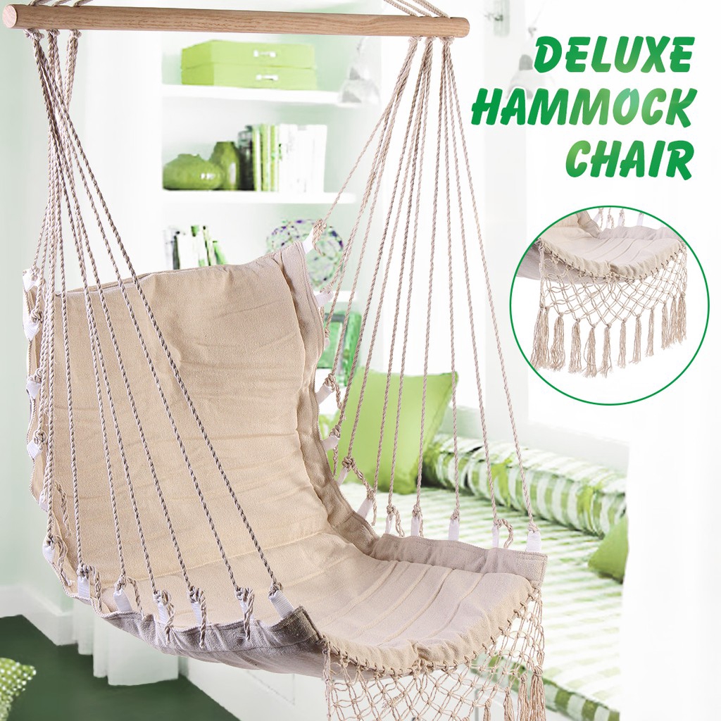 White Hammock Outdoor Indoor Garden Dormitory Bedroom Hanging Chair For Child Adult Swinging Single