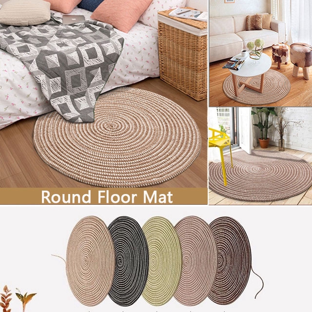 Round Floor Mats Weave Rug Living Bedroom Antiskid Carpet