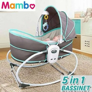 Mambobaby Uly 5 In 1 Baby Rocker Bassinet With Music And Vibration 3 Level Adjustable Seat Portable