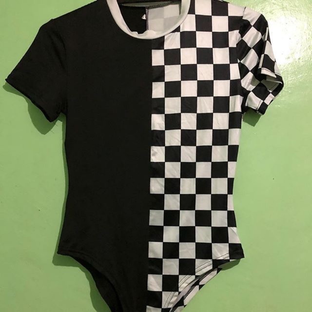 checkered bodysuit