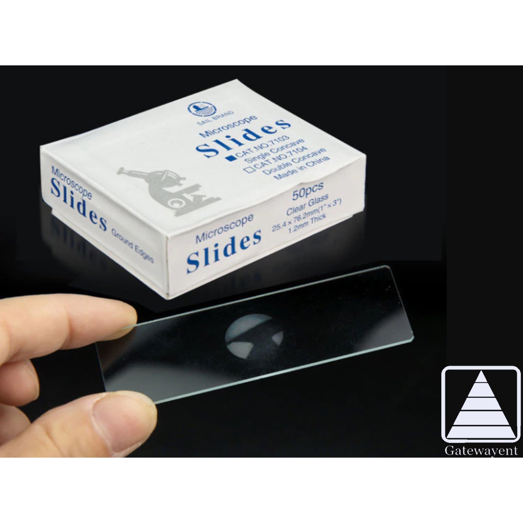 Microscope Slides (Single Concave 50pcs, Double Concave 50pcs) Shopee