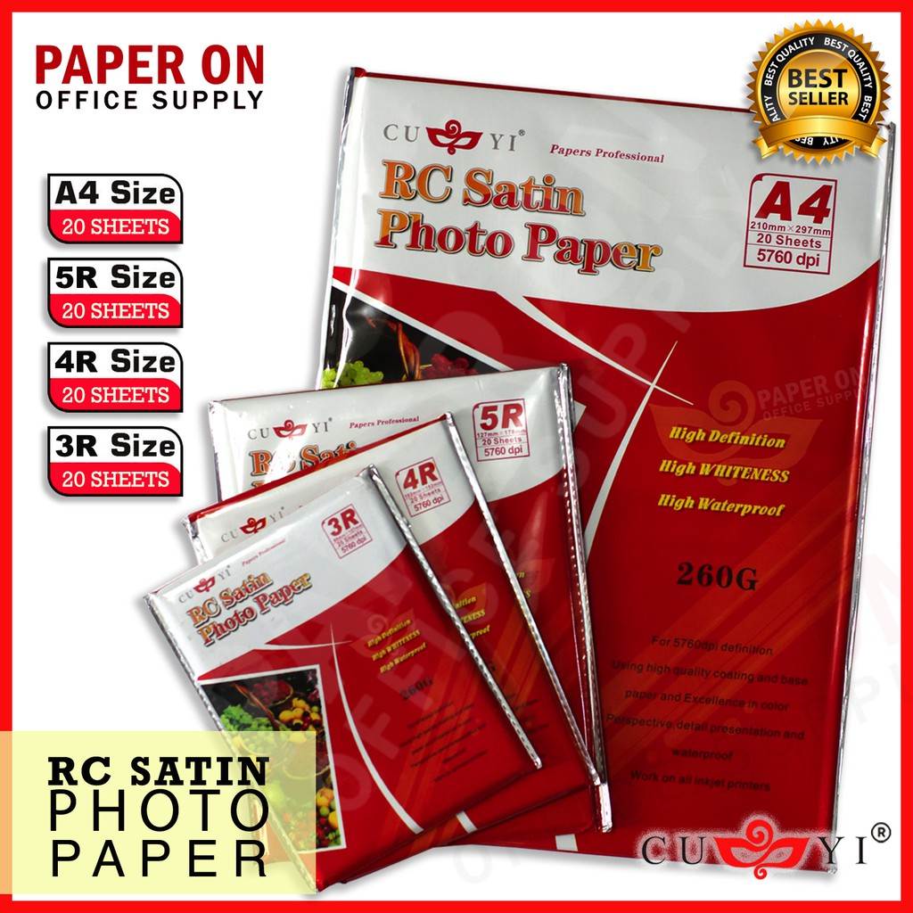 Cuyi Rc Satin Photo Paper A4 5r 4r 3r 260gsm Shopee Philippines