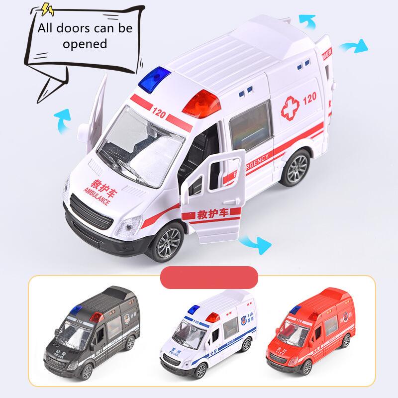 highquality City Diecast Ambulance Emergency Toy Car Model Open Door