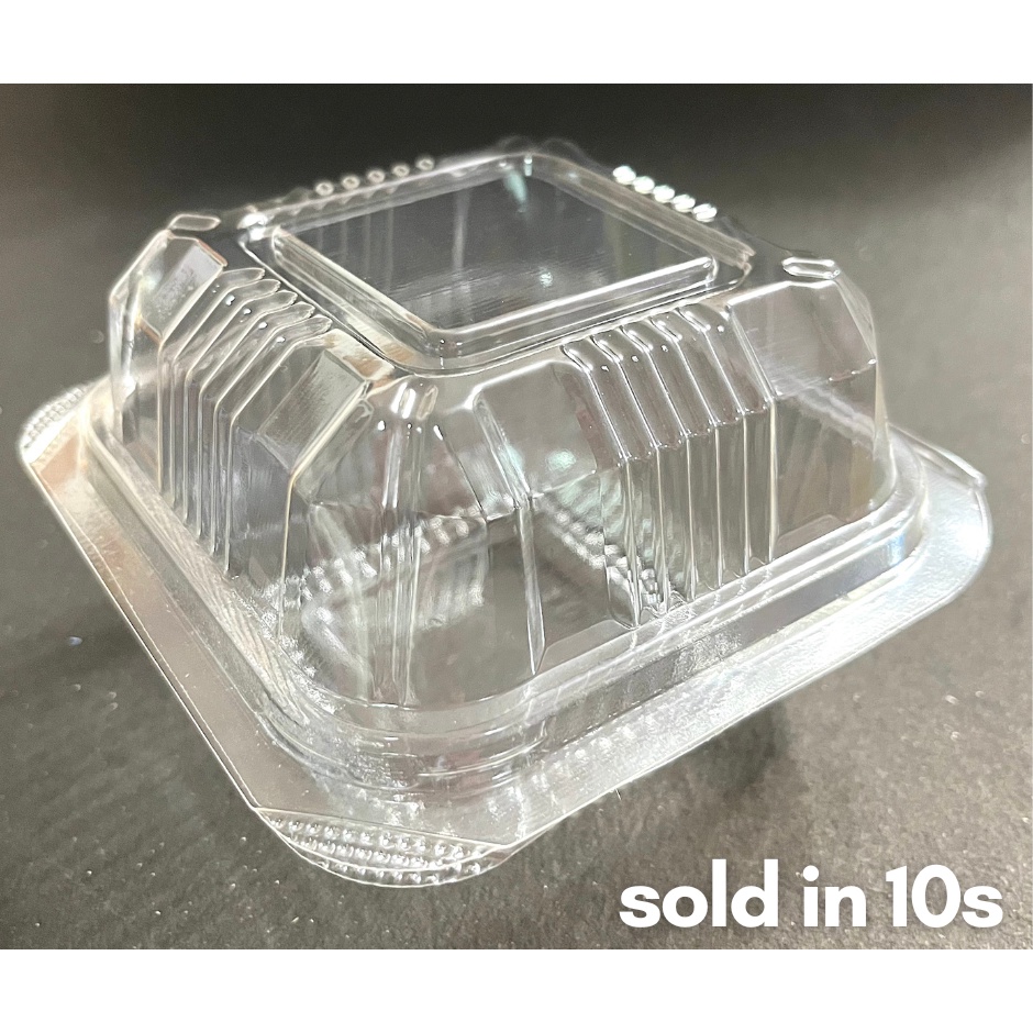 [10 pcs.] L016 clear square clamshell plastic food container (cakes, pastries, desserts