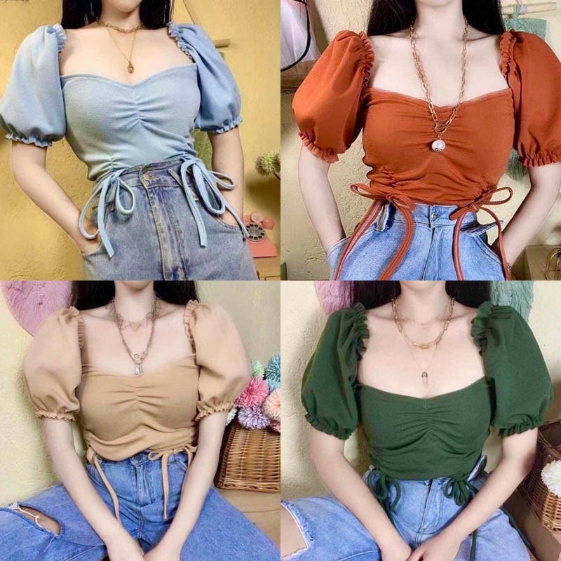 MARIAN Korean Trend Puff Sleeves Top Shopee Philippines