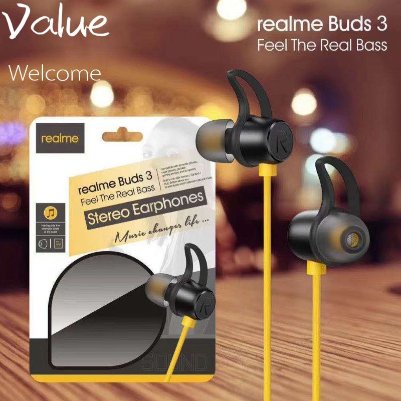 Realme Earphones Buds 3 Feel The real Boss InEar Earphones Mic Microphone Headset Shopee