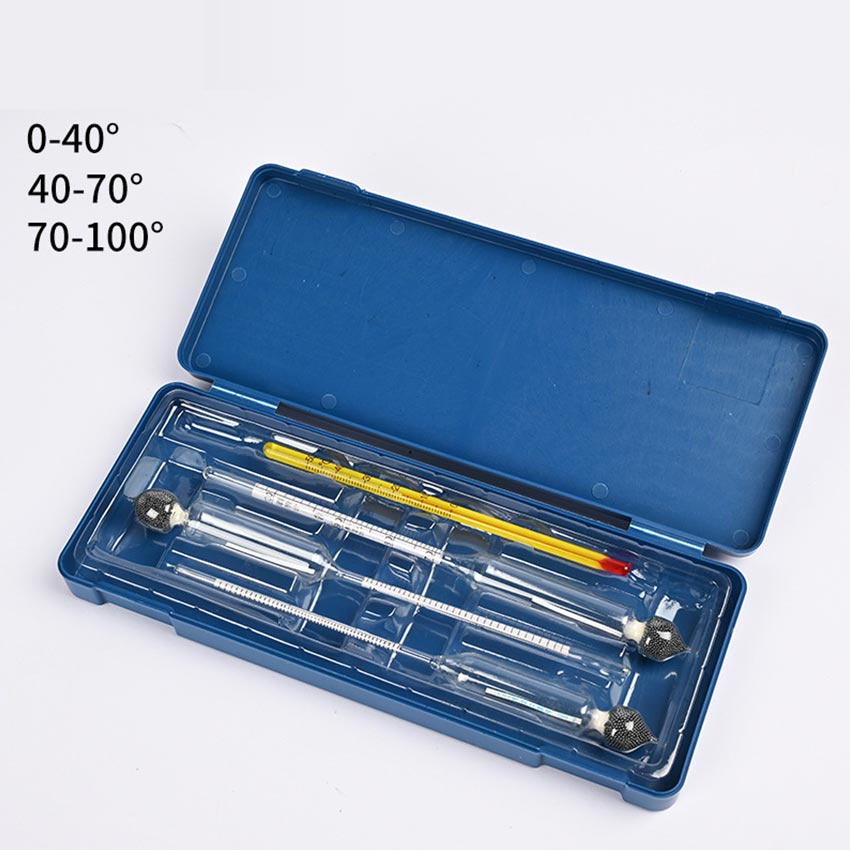3 Pcs/Set Alcohol Tester Hydrometer Alcohol Meter 0-100% Concentration Meter + Thermometer