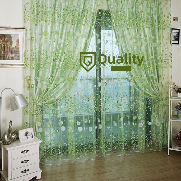 Jph Door Window Floral Pattern Drape Curtain Panel Tulle Voile