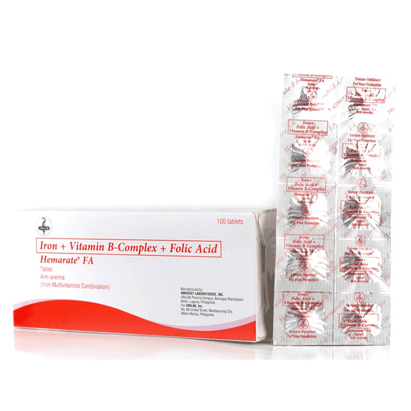 Unilab Hemarate Fa Tablet Iron Vitamin B Complex Folic Acid Shopee Philippines