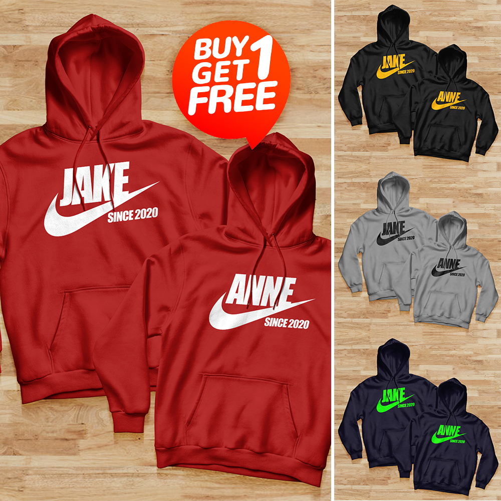 BUY 1 TAKE 1 CUSTOMIZED NAME COUPLE NIKE HOODIE JACKET MATCHING DESIGN ...