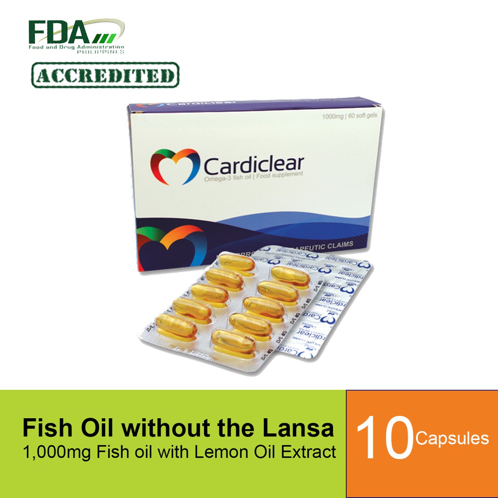 Cardiclear Omega 3 Fish Oil with Lemon Oil Extract 10 Softgels Shopee Philippines