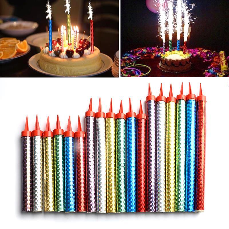 6pcs Birthday Sparkling Candle Fountain Party Needs Decorations
