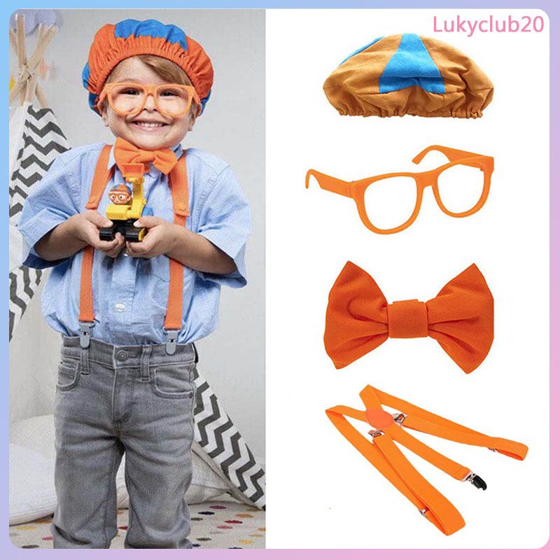 Cartoon Be Like Blippi Dress Up! Role Play Costume Hat Glasses