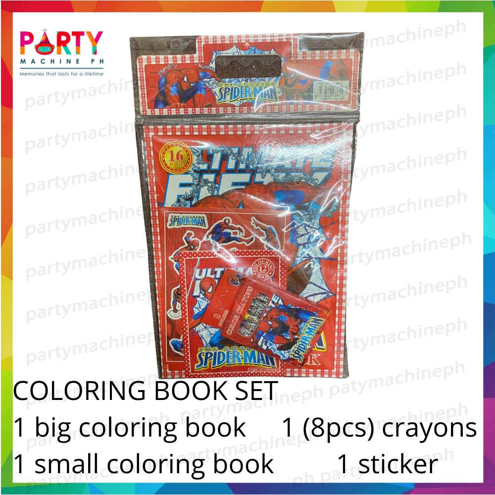 Spiderman Coloring Book Set / Kids Coloring Book with Crayons and