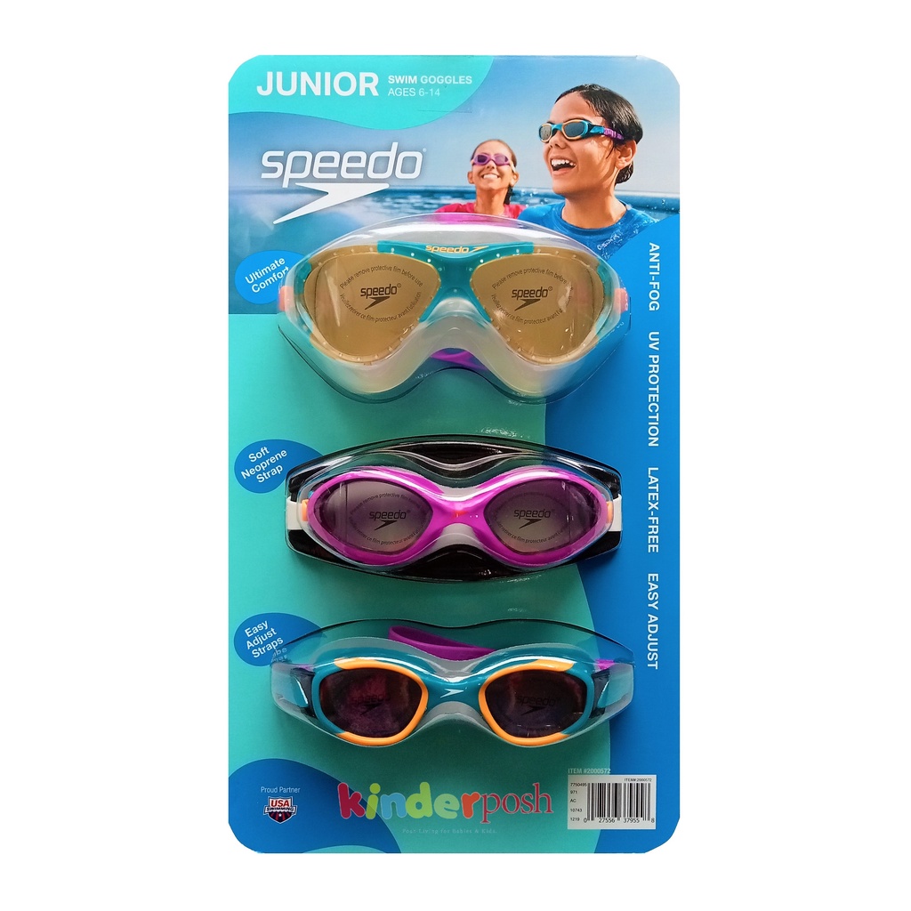 Speedo Junior Swim Goggles Pack of 3 Purple & Orange Shopee
