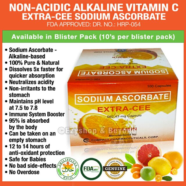 Alkaline Vitamin C Non Acidic Extra Cee Sodium Ascorbate Shopee Philippines