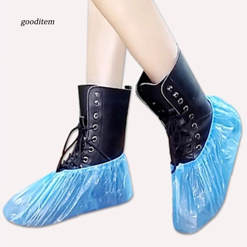 GDTM_100Pcs Disposable Plastic Boot Shoes Cover Waterproof Lab Cleaning