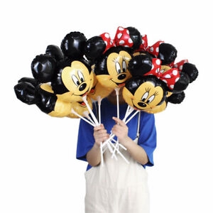 10pcs Mini Mickey Minnie Mouse Head Foil Balloons Kids Birthday