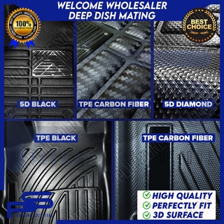 TPE / 5D / BLACK CARBON FIBER Deep Dish Matting for Mitsubishi Mirage ...