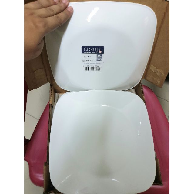 Corelle Lunch Square Plate 8.75 in 6 pc set Pure White Shopee