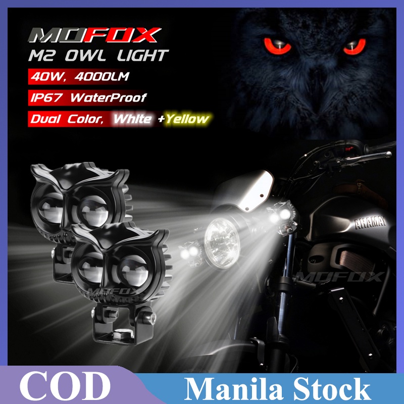 MOFOX M2 OWL Light For Motorcycle Laser Gun LED 40W 4000LM Dual Color