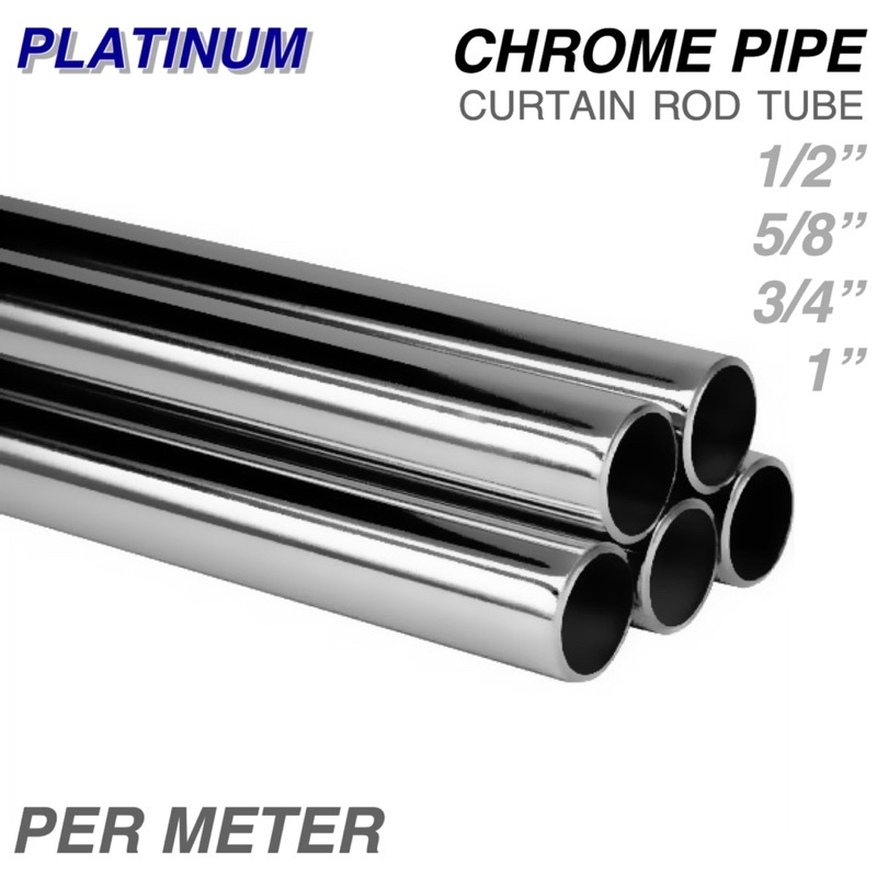 Per Mtr Chrome Pipe Alloy Curtain Rod Tube 1/2” 5/8” 3/4” 1” Sold