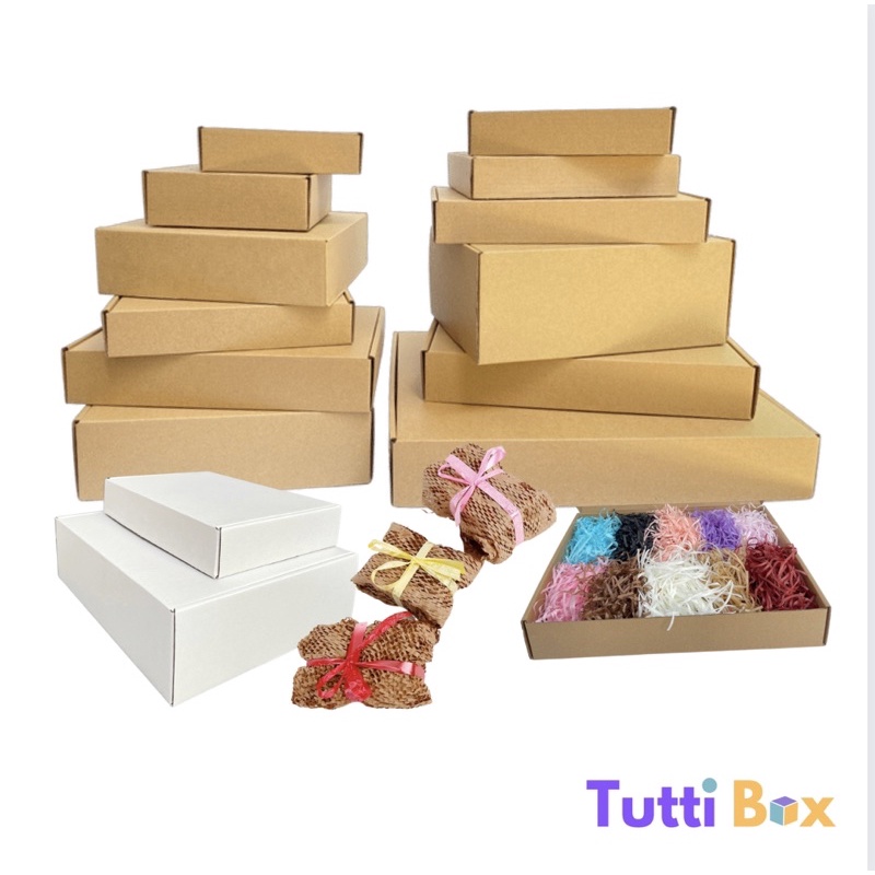 TUTTI BOX - T1/T2/Q6/B5/B9/K1 Kraft Corrugated Mailer Box Carton Packaging (Brown/White)