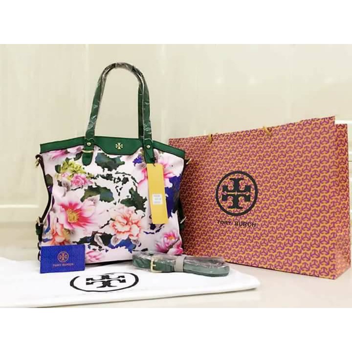 tory burch printed tote bag