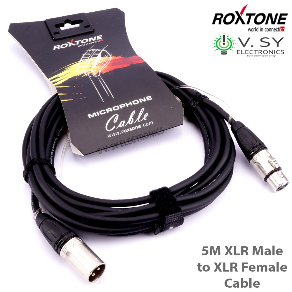 Roxtone Premium 5M 3 Pin XLR Male Plug to XLR Female Plug D Audio Mic