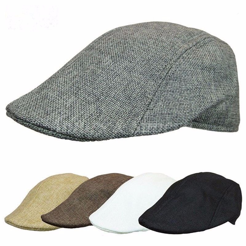 Women Mens Vintage Beret Caps Hat Soft Cottom Linen Breathable Outdoor Sun Visor Newsboy Painter Hats 