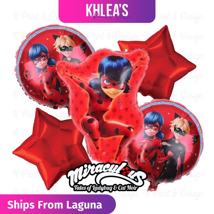 Miraculous Ladybug Party Birthday Theme Balloon Set 5pcs Set | Shopee ...