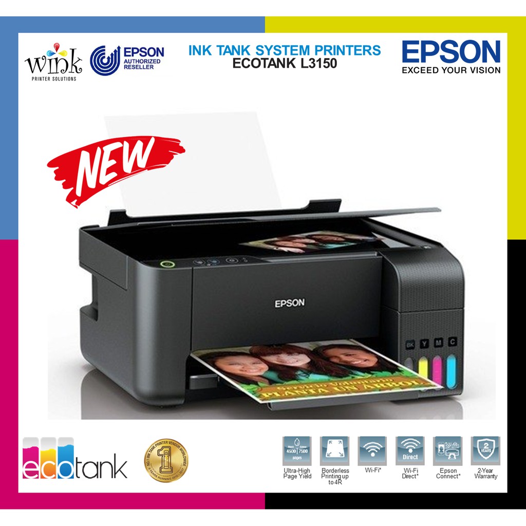 Epson L3150 Printer Scanner Copier Or Xerox Wifi Wireless Brand New Ciss Continous And One Set 5274