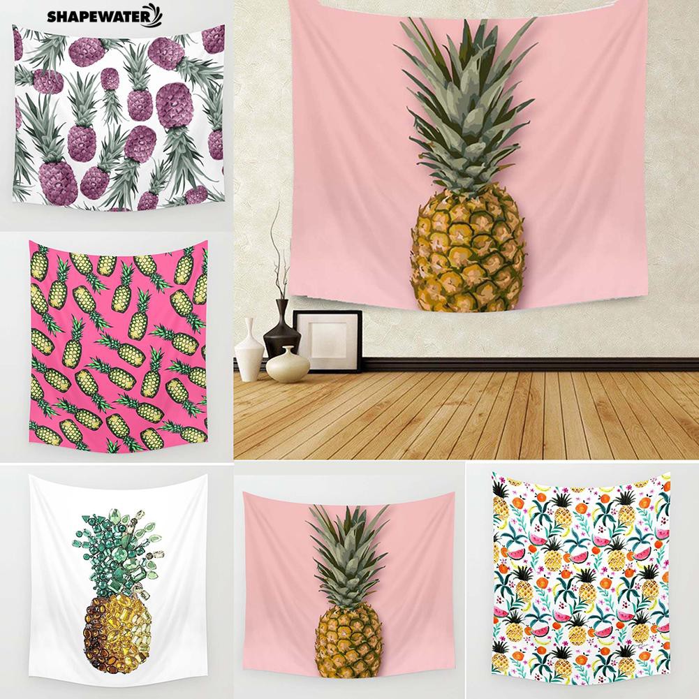 Summer Cartoon Pineapple Tapestry Beach Towel Picnic Yoga Mat Wall Hanging Home Decor Home Garden