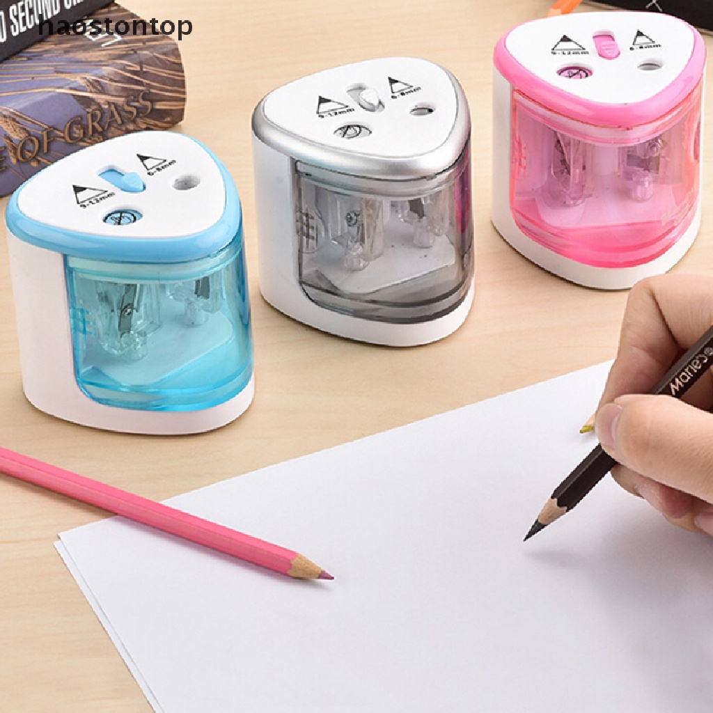 Electric Automatic Pen Pencil Sharpener Dual Hole Stationery Battery Operated RS 