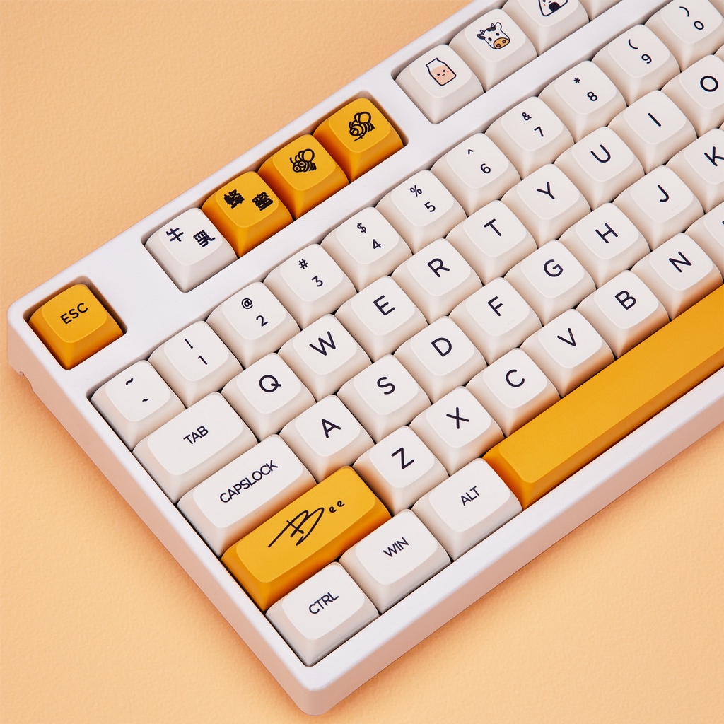 141 PBT Mechanical Keyboard Honey & Milk US Theme (REAL) Shopee